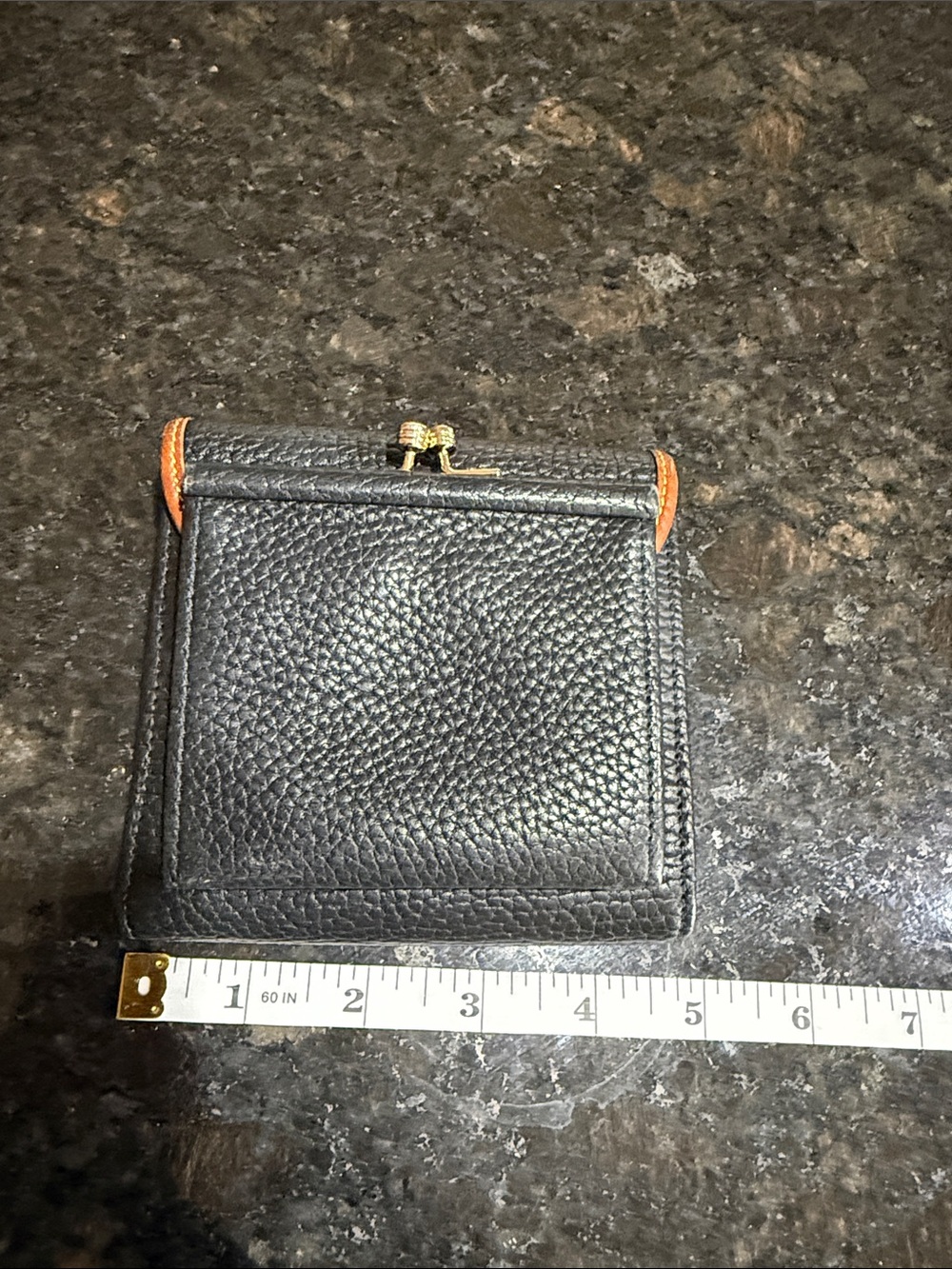 Dooney & Bourke Black Pebbled Leather wallet/Coin Purse with Brown Trim - Picture 2 of 10